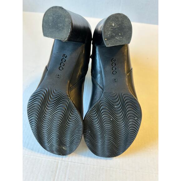 Ecco Womens Black Leather Heeled Boots Sz 41‎ (10-10.5) - Picture 8 of 10